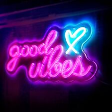 Pink Good Vibes Neon Signs Wall Love LED Lignt Powered Party Bar Decoration USB picture