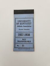 Rare 1930s University Kentucky Wildcats Athletic Student Ticket Coupon Book picture
