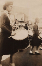 3H Photograph Young Women Marching Band Parade 1930's Drums Drummer Girls picture