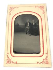 Antique 1800s Husband & Wife Tin Type Photo Sitting Together Indianapolis 1612N picture