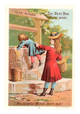 c1880 Lautz Acme Soap Trade Card Sister Willie Boy Fall Well Morison Bangor ME picture