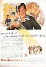 1943 Budweiser Vintage Print Ad WWII Bakers Yeast Division Bread Cake  picture