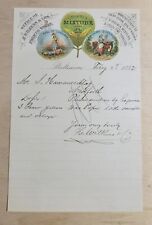 1882 Antique Document, H. Wilkins & Co. Baltimore, MD. Signed picture