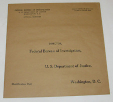 VINTAGE UNUSED DIRECTOR FBI ENVELOPE IDENTIFICATION UNIT, D.C BIG 8 3/4