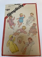 Vintage 1983 Simplicity Sewing Pattern 6383 Babies 6 Month Sleepwear Layette New picture