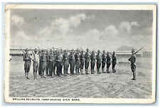 1918 Drilling Recruits Camp Devens Ayer Massachusetts MA WW1 Posted Postcard picture