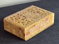 Vintage Intricate Hand Carved Soapstone Trinket/Jewelry Box - Elephant - 6x4” picture