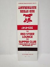Vintage Matchbook Cover - RED STEER RESTAURANT Lounge & Supper Club Turlock CA picture