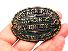 Antique International Harness Buggy Machinery Cincinnati Ohio PLATE emblem picture