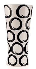 Chipped Bitossi Ceramiche White w/ Black Brush-stroked Circles Vase Modern 10x4