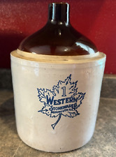 Western Stoneware Monmouth One Gallon Crock Jug - Maple Leaf picture