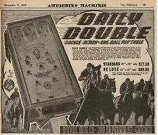 1935 Daval DAILY DOUBLE Pinball Machine Horse Racing Vintage Print Ad picture