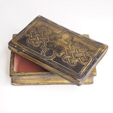 Hollywood Regency Borghese Ceramic Italian Celtic Sculpted Book Trinket Box picture