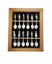 Vtg Franklin Mint Dickens Characters Spoon Set of 12 w Display Case Collectible picture