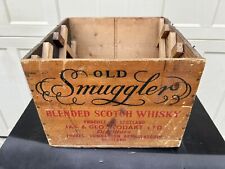 Vintage Old Smuggler Scotch Whisky  Wooden Crate With Original Bottle Holders picture