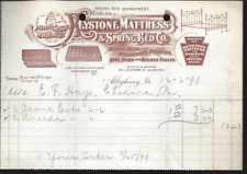 1899 Keystone Mattress & Spring Bed Co. Allegheny Pa Receipt Antique Ephemera picture