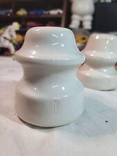 2 Vintage White Ceramic Porcelain Electric Telephone Telegraph Pole Insulator picture