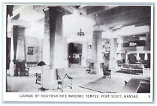 c1940 Lounge Scottish Rite Masonic Temple Fort Scott Kansas KS Vintage Postcard picture