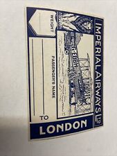 1928 Imperial Air Baggage Label Sticker 3x5”AIRLINETIMETABLE SCHEDULE Brochure picture