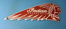Vintage Indian Motorcycles Brand Porcelain Chief Head Display Gas Pump Sign picture