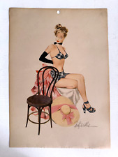 Original 1948 Pinup Girl Calendar Page by Fritz Willis- Blond in Black Plaid picture