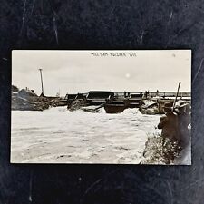 ANTIQUE 1913 REAL PHOTO POST CARD W/ CARMINE 1C STAMP RPPC MILL DAM PULCIFER, WI picture