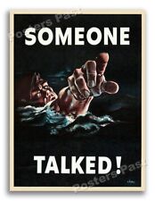 “Someone Talked” 1942 Vintage Style WW2 War Security Poster - 18x24 picture