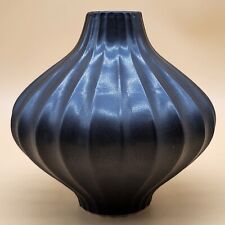 Vintage Jonathan Adler A Porter MCM Ribbed Black Vase Excellent Condition picture