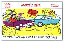 Hello From Marie's Cafe Willcox Arizona AZ, Cars You Are One Mile High Postcard picture