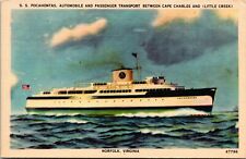 Vintage 1930s SS Pocahontas Automobile & Transport Norfolk Virginia VA Postcard picture