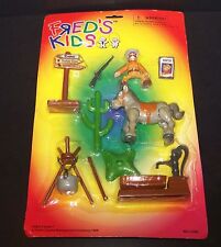 Vintage Western Cowboy Play Set 1998 Rifle Cactus Wanted Sign Horse Fred's Kids  picture