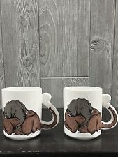 Vintage Snuggling Elephant Coffee Mug Cup Artmark Chicago 1989 Set Of Two picture