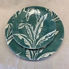 Vintage MCM TEPCO Tiki Banana Shadowleaf Restaurant Ware Plates Green picture