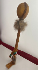 AWESOME OLD NATIVE AMERICAN HAND MADE RAWHIDE RATTLE SHAKER picture