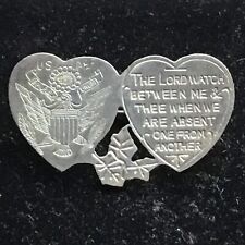 RARE SILVER WW1 AMERICAN EXPEDITIONARY FORCE TWO HEARTS 1918 AEF SWEETHEART PIN picture