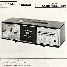 Vintage 1966 Lloyd’s Clock Radio TC-851 5J96G Wire Schematic Service Manual picture
