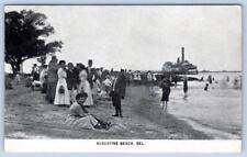 1910's AUGUSTINE BEACH DELAWARE DE STEAMER CROWD SCENE PORT PENN PM POSTCARD picture