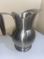 Vintage Oneida Stainless Steel 18/8 Wooden Handled Pitcher w/ Ice Guard picture