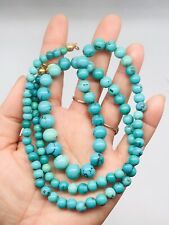 Great Vtg Native American Indian Blue Graduated Beads Turquoise Necklace 26.5” picture