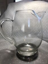 Antique Watson Wallace Glass Pitcher 6.5” Sterling Silver Base Marked 1915 USA picture