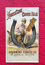 DRUMMOND TOBACCO CO. - HORSESHOE CROSS BAR PLUG - 1880s VICTORIAN TRADE CARD picture