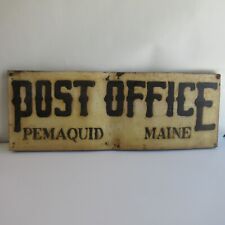 ANTIQUE Permaquid Maine ME Wood / Metal Post Office Sign picture