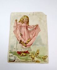VTG 1894 Litho Lion Coffee Woolson Spice Co Easter Greetings Ad Card Baby Chics picture