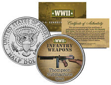 THOMPSON SUBMACHINE GUN * WWII Infantry Weapons * JFK Half Dollar U.S. Coin picture