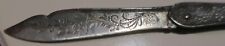 ANTIQUE Silver  FOLDING FRUIT KNIFE, Cartouche & embossed design, engraved blade picture