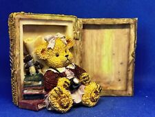 Vintage Girl Teddy Bear in Wicker Box with Books and Camera Figurine picture
