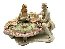 Karl Volkstedt Porcelain Figurine - Courting Couple With Dog - Germany 1920-30 picture