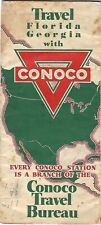 1934 CONOCO Gas Station Road Map FLORIDA GEORGIA Everglades Cuba Miami Atlanta picture