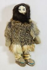 vintage Alaskan Eskimo doll with real fur and leather and bone face Hand Made picture
