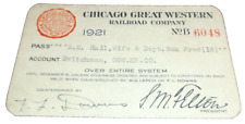 1921 CHICAGO GREAT WESTERN RAILWAY CGW EMPLOYEE PASS #6048 picture